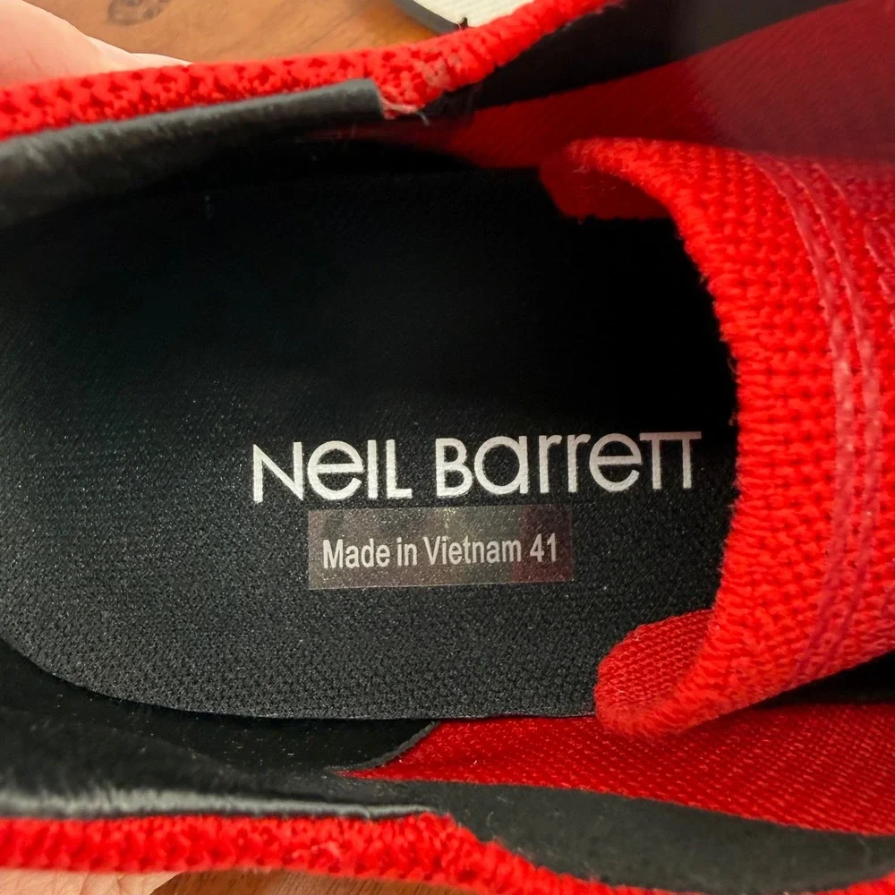 Neil Barrett Red Knit Lightning‎ Bolt Sneakers 091C26F1 Mens Size EU 41/US 8 NEW